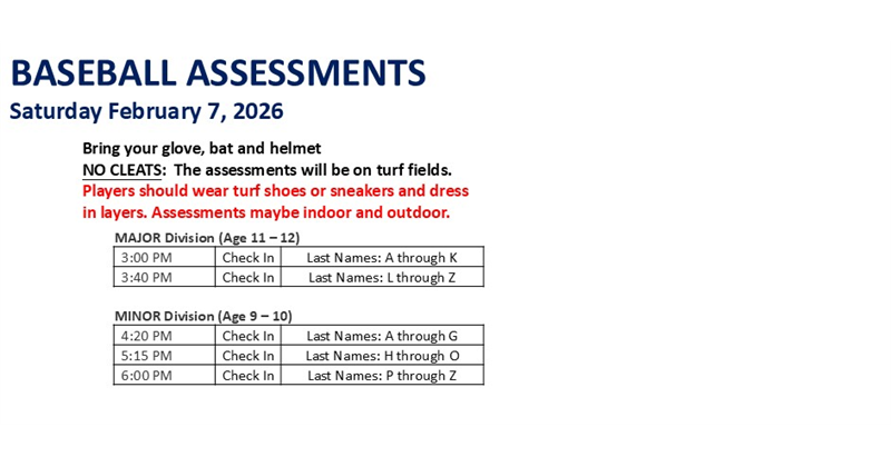 Baseball Minor & Major Divisions